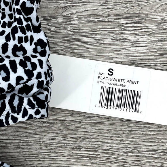 NWT Social Angel Bikini Set Halter Wrap Top High Rise Bottom Black White - Small - Picture 3 of 16